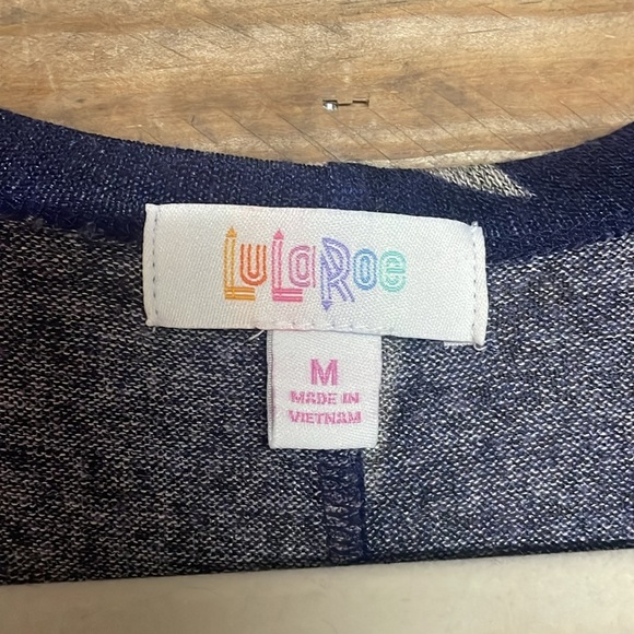 LuLaRoe size Med Blue with Multicolor Aztec Print Long Sleeve Cardigan Sweater - Picture 2 of 9